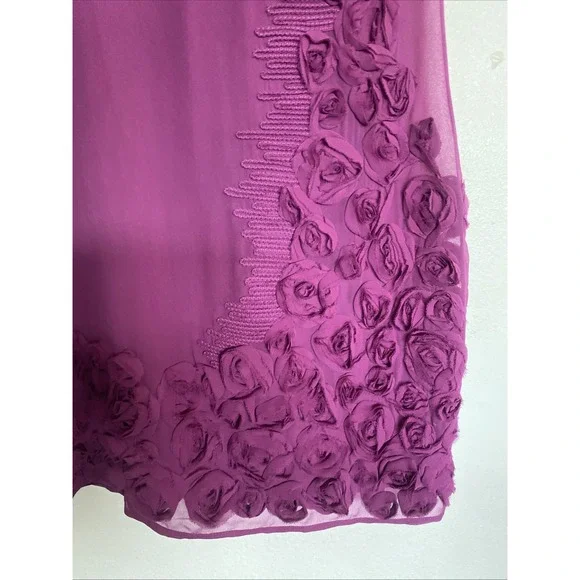 Jessica Simpson Purple Chiffon Cascading Roses Dress Size 6 - Picture 2 of 6